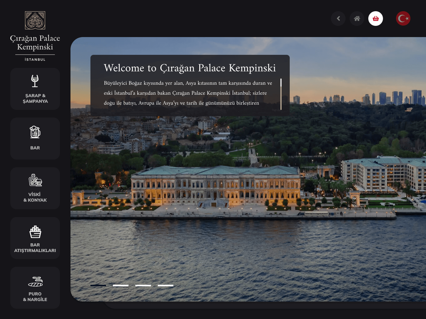 ÇIRAĞAN PALACE KEMPINSKI TABLET MENÜ UYGULAMASI